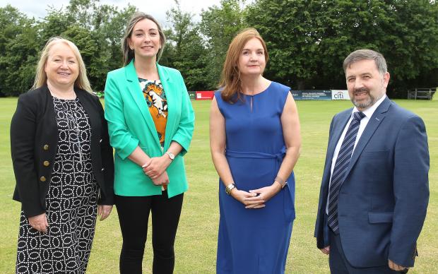 Karen Brady, Chief Executive, BSO, Claire Hamilton, Head of Interpreting Services, BSO, Jayne Brady, HOCS and Minister Swann