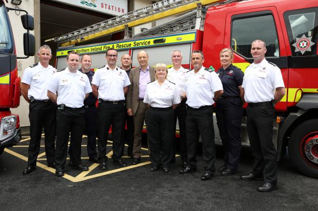 Alastair McConville; Danny Ard; Paul Brown; Interim Chief Fire & Rescue Officer Andy Hearn; James Dunlop; Permanent Secretary Peter May; Jenny Costello; Archie McKay; Mark Smyth; Laura Mullan, and Liam O’Sullivan
