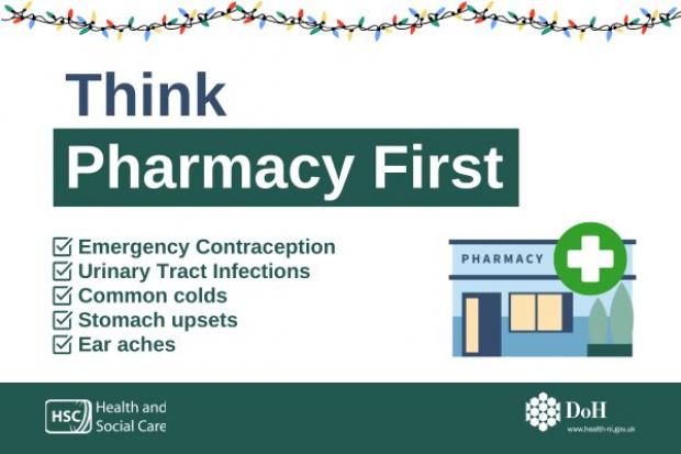 Image of pharmacy with checklist of health conditions