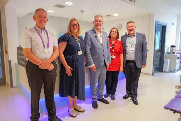 Dr Damien Carson, Dr Rachel Deyermond, Health Minister Mike Nesbitt, Lyn Bailie Pre-Assessment Manager for SE Trust. 