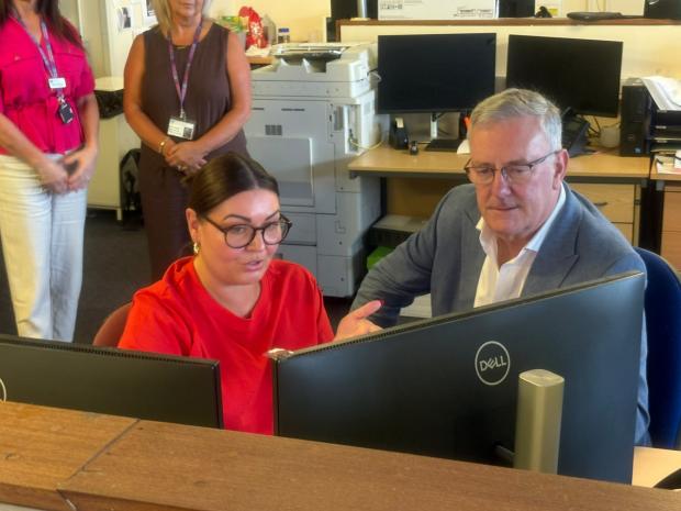 Health Minister Mike Nesbitt with Joanne Megahey 