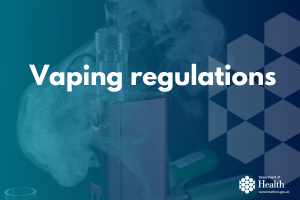 Vaping regulations text on decorative background